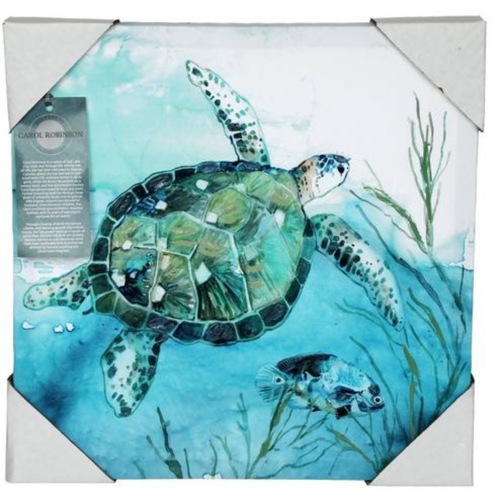 Sea Turtle Canvas Wall Art 25" x 25" Carl Robinson Collection NWT!